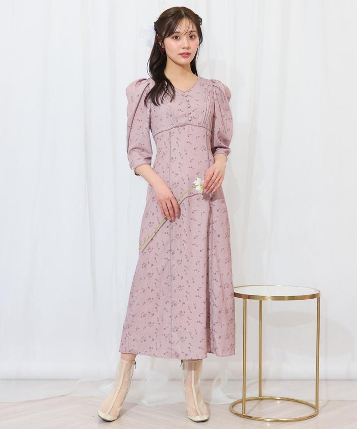 セール 40%OFF】フラワードットパイピングフレアワンピース