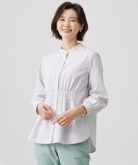 J.PRESS LADIES/【洗える】エステネージュストライプ シャーリング  ブラウス/507986294