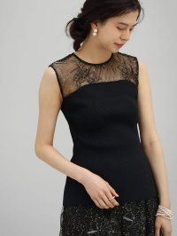petirobe/プチローブ petirobe フラワー刺繍チュールドッキングリブニット/507987624