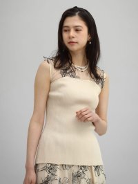 petirobe/プチローブ petirobe フラワー刺繍チュールドッキングリブニット/507987624