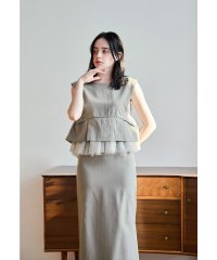 niana/ニアナ niana ピンストライプぺプラムセットアップドレス ブラウス スカート 2点セット セレモニー 結婚式 二次会 同窓会 成人式 入学式 卒業式 お呼ば/507988625