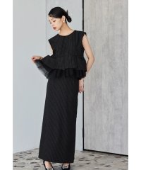 niana/ニアナ niana ピンストライプぺプラムセットアップドレス ブラウス スカート 2点セット セレモニー 結婚式 二次会 同窓会 成人式 入学式 卒業式 お呼ば/507988625