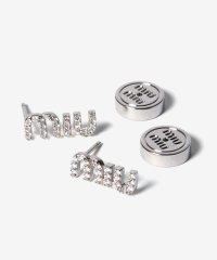 MIUMIU/ミュウミュウ Miu Miu ミュウミュウ MIU MIU PIERCED EARRINGS クリスタル付 メタル ピアス 5IO059 2DNC F0OKL /507990441