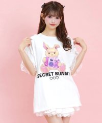 Secret Honey/シークレットハニー Secret Honey 肩レースアップうさぎプリントTシャツ/507990486