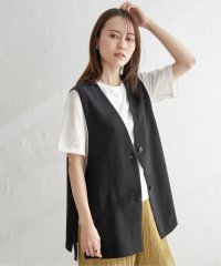 ikka/ノーカラーサイドスリットジレ/507511035
