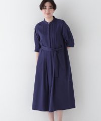 human woman/◆コットンヘンプサテンハーフスリーブバンドカラーワンピース/507870048