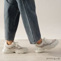 Lirio blanco/リリオブランコ Lirio blanco スニーカー チュール レース チュールスニーカー レディース 4.5cmヒール シューズ 軽量 レースアップ 歩きやす/507992936