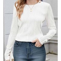 shoppinggo/ショッピングゴー shoppinggo トップス Tシャツ レディース クルーネック チュニックTシャツ長袖Tシャツ ロング ストレッチ 白 秋服 ゆったり シ/507993011