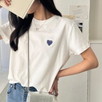 GeeRA/ジーラ GeeRA 綿100％ハート＆宇宙ワンポイント刺繍半袖Ｔシャツ/507993115