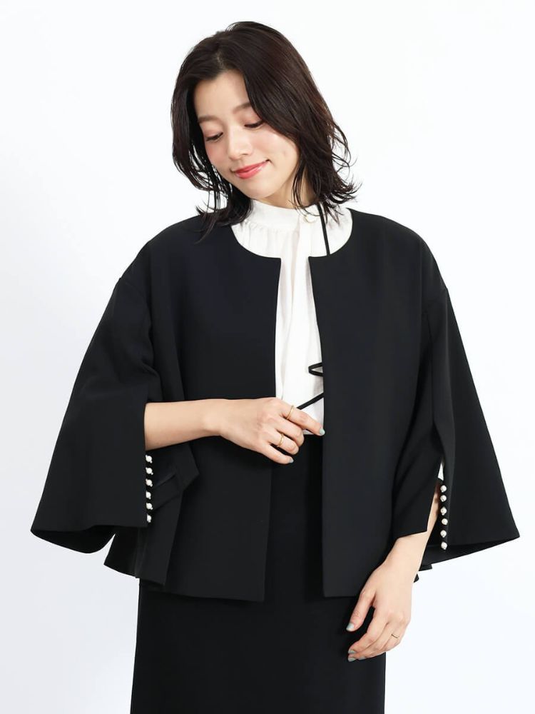 新品 FENNEL フェンネル　ノーカラーコート　ネイビー フェンネル(FENNEL)(YDYY15) | ノーカラージャケット/アウターの