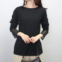Aletta vita/アレッタ ヴィータ Aletta vita 袖シアーボートネックリブプルオーバー/507994085