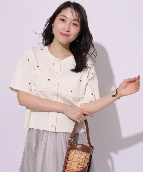 Apuweiser-riche ハート刺繍カラーカーデ ハート刺繍カラーカーデ(507995741) | アプワイザー リッシェ