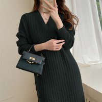 Forcement/フォースメント Forcement 上品なVネックリブニットワンピース/507998532
