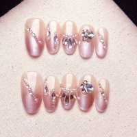 shoppinggo/ショッピングゴー shoppinggo ネイルチップ ショート シンプル ブライダル ハート つけ爪 ネイルアート アートチップ デコチップ オーバル ウエディ/507998538