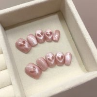shoppinggo/ショッピングゴー shoppinggo ネイルチップ ショート ハート ブライダル つけ爪 ネイルアート アートチップ デコチップ オーバル ウエディン シンプ/507998544