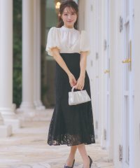 Retica/レティカ Retica 結婚式パーティードレスパフスリーブレース切替マーメイドロングスカート/507999012