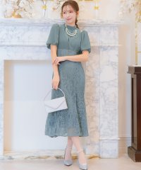 Retica/レティカ Retica 結婚式パーティードレスパフスリーブレース切替マーメイドロングスカート/507999012