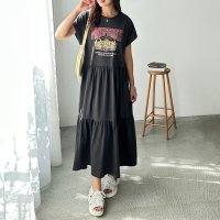 GeeRA/ジーラ GeeRA 《FIRSTMOODコラボ》ピグメント風ティアードプリントTシャツワ/507999134