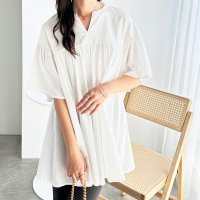 GeeRA/ジーラ GeeRA フレアー袖キーネックブラウス/505991745
