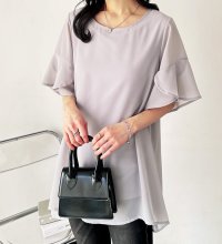 GeeRA/ジーラ GeeRA 〈接触冷感〉異素材シフォンレイヤードチュニック/505991794
