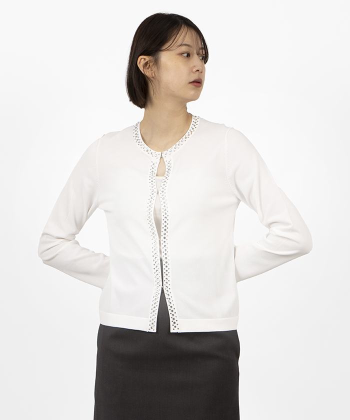美品 マダムジョコンダ 裏/総柄 毛混 日本製 ロング丈 長袖