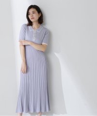 NATURAL BEAUTY BASIC/バイカラーラインポロニットワンピース/508000668