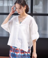 SHIPS WOMEN/【一部WEB限定】〈手洗い可能〉IMPERIAL LINEN スキッパー ブラウス/508000818