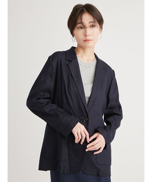 emmi atellerエミアトリエ紺色ネイビーパンツスーツ0ジャケット&パンツ emmi（エミ）の「【emmi atelier】裾ファスナー付きテーパード
