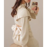 Lace Ladies/レースレディース Lace Ladies 2点セット バックリボン フリル リブ ニット トップス スカート セットアップ/508001851