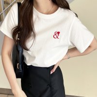 GeeRA/ジーラ GeeRA 夏コーデのマストアイテム！綿100％ハートワンポイント刺繍半袖Ｔシャツ/508002490