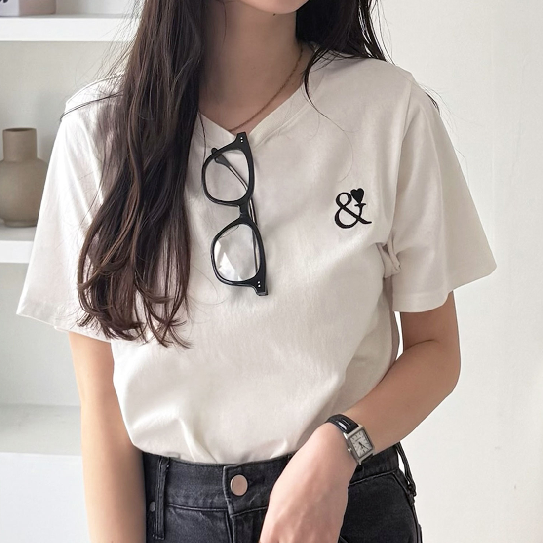 HIROKO BIS / ヒロコビス カットワーク刺繍デザインTシャツ /洗濯機で洗える HIROKO BIS｜カットワーク刺繍デザインTシャツ /洗濯機で洗える