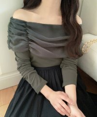 LAUIR/ラウアー LAUIR オフショルシャーリングトップス/508002647