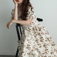 Sawa a la mode/サワアラモード Sawa a la mode 肩あきリボンスリーブの花柄カシュクールワンピース/508002827
