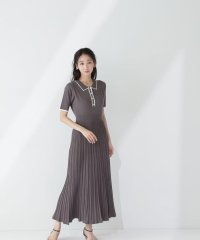 NATURAL BEAUTY BASIC/バイカラーラインポロニットワンピース/508000668