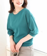 OFUON/ボートネック五分袖ニット/接触冷感/洗える/WEB限定サイズあり/508003660