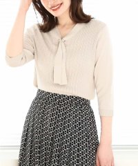 OFUON/ボウタイデザイン六分袖ニット/洗える/WEB限定サイズあり/508003661