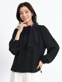 FENNEL/フェンネル FENNEL ポイントパールラッフルタイブラウス/508005028