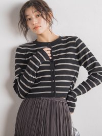 Droite Lautreamont/ドロワット ロートレアモン Droite lautreamont シアーボーダーRIBカーデ≪手洗い可能≫/508008245