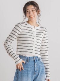 Droite Lautreamont/ドロワット ロートレアモン Droite lautreamont シアーボーダーRIBカーデ≪手洗い可能≫/508008245