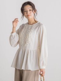 Droite Lautreamont/ドロワット ロートレアモン Droite lautreamont フィブリルサテンフリルブラウス≪手洗い可能≫/508008248