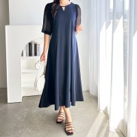 GeeRA/ジーラ GeeRA 袖楊柳シアー美ラインワンピース/505991772
