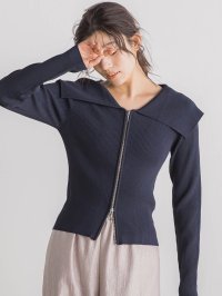 Droite Lautreamont/ドロワット ロートレアモン Droite lautreamont RIB襟付きZIPカーデ≪手洗い可能≫/508008863