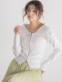 Droite Lautreamont/ドロワット ロートレアモン Droite lautreamont RIB襟付きZIPカーデ≪手洗い可能≫/508008863
