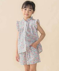 BeBe Petits Pois Vert/小花柄フリルブラウス+キュロットパンツセットアップ(95~150cm)/508009315
