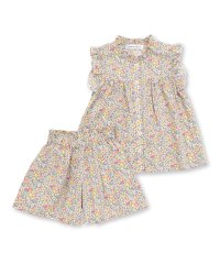 BeBe Petits Pois Vert/小花柄フリルブラウス+キュロットパンツセットアップ(95~150cm)/508009315