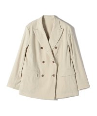 SHIPS WOMEN/SHIPS Primary Navy Label:麻混 ストライプ ストレッチ ダブル ジャケット/508010370