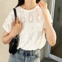GeeRA/ジーラ GeeRA 総レースフレンチスリーブTシャツ/508010431