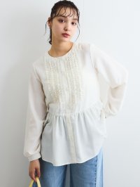 QUEENS COURT/クイーンズコート QUEENS COURT フィブリルサテンフリルラインブラウス≪手洗い可能≫/508010583