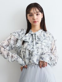 QUEENS COURT/クイーンズコート QUEENS COURT ラメストライプラッフルタイブラウス≪手洗い可能≫/508010584