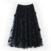 Belle Cie/ベルシー Belle Cie スカート フレア ロングスカート シアー 花 春 ウエストゴム レディース 韓国ファッション フラワー 透け感 きれいめ 上品 か/508011293
